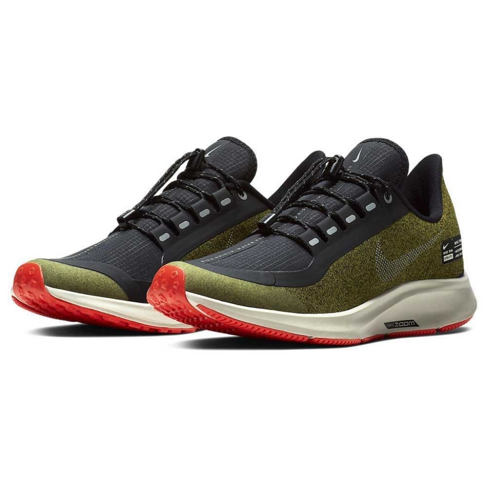 Nike Men's Air Zoom Pegasus 35 Shield Running Shoes - Green/Silver/Black